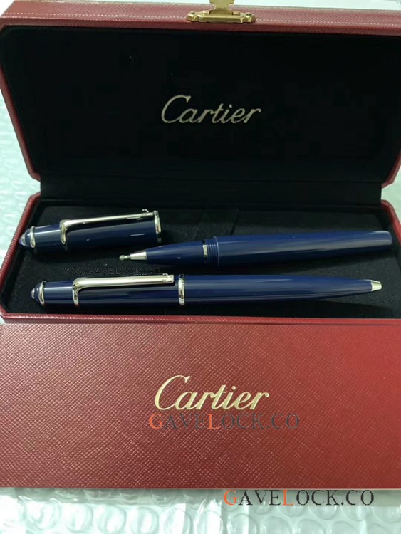 2020 New Cartier Diabolo Blue Resin Rollerball and Ballpoint Pen